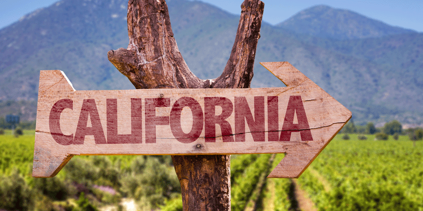 Sign pointing to California Wine Region