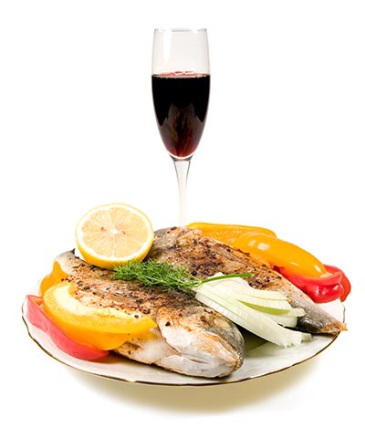 fried fish and wine